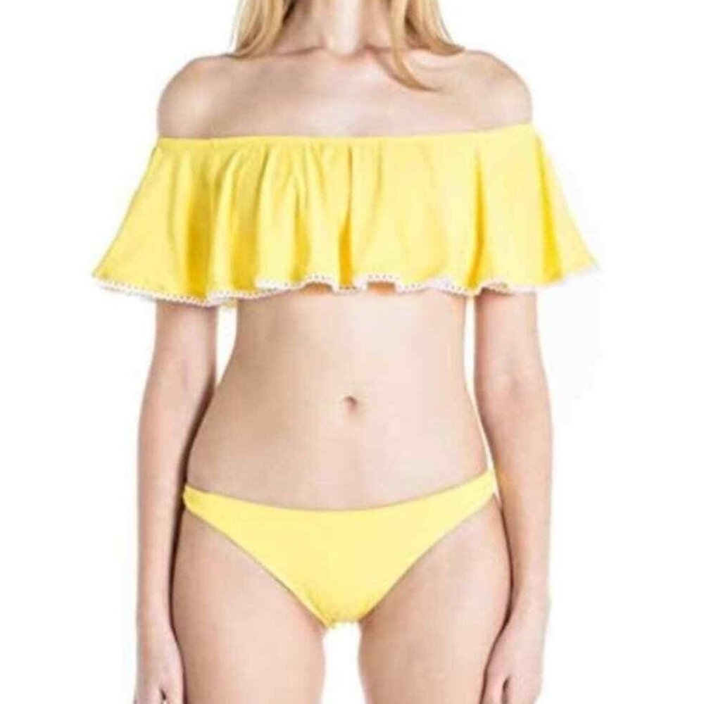 Sauipe Women's Ruffle Bikini Swimsuit Size Medium Yellow NWT